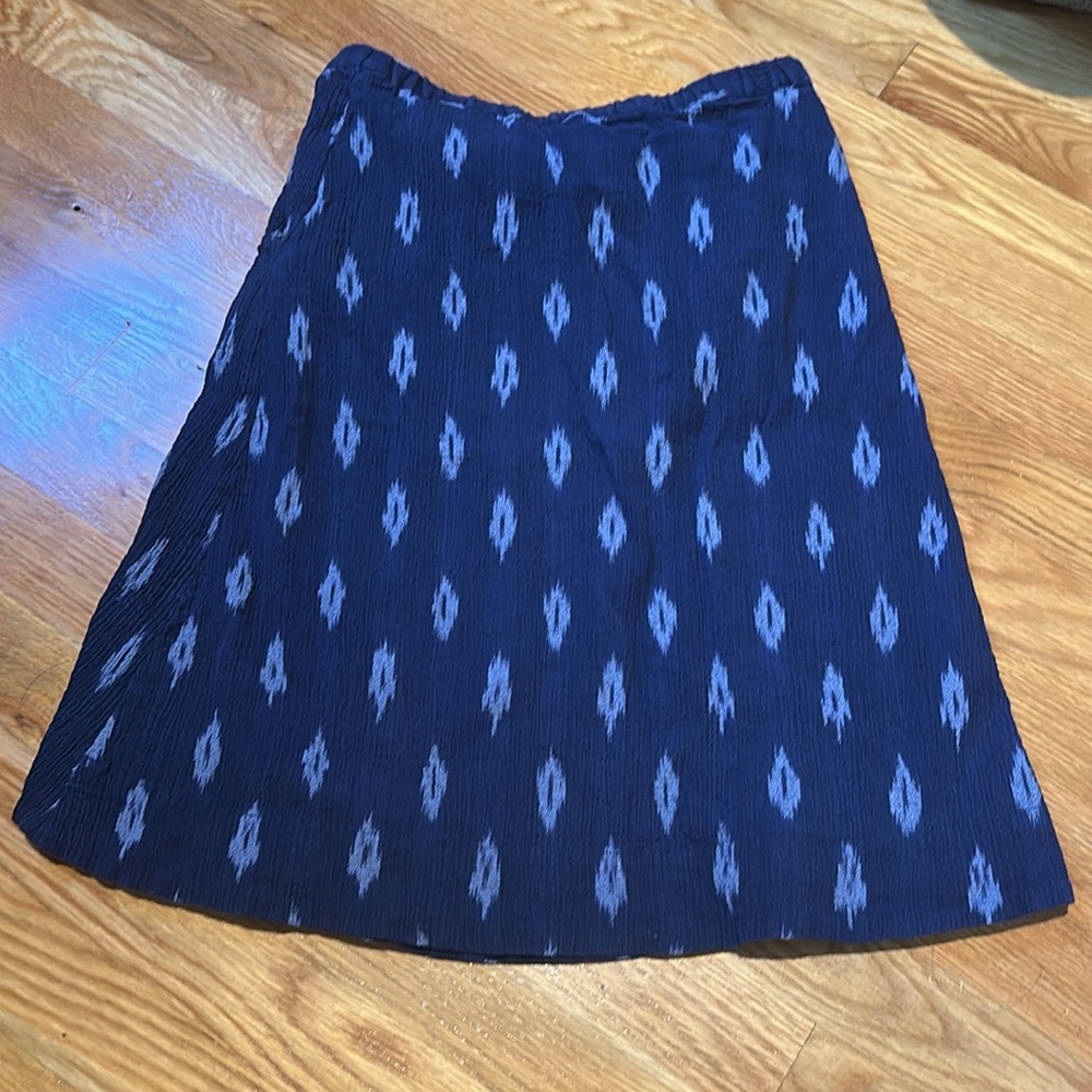 Eileen Fisher vintage Midnight Blue Ikat Petal Skirt 100% cotton - Picture 4 of 6